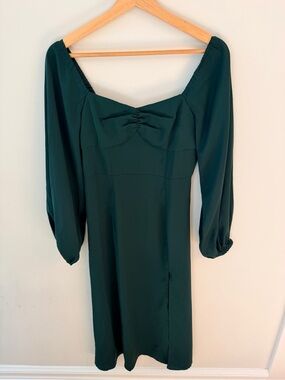 CIDER NWT Dark Green Long Sleeve Midi Dress